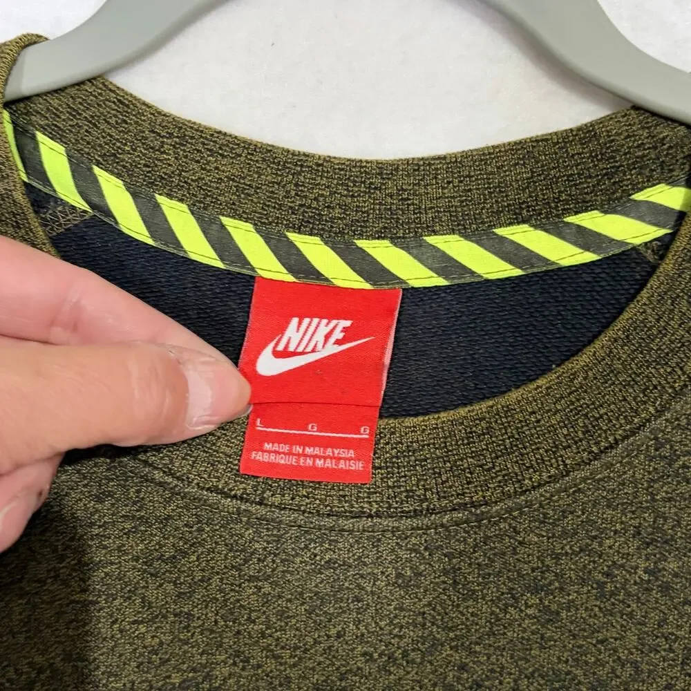 Nike Sweatshirt Men’s Large Green Pullover Athletic Long Sleeve Side Zip